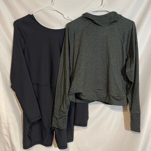 Old Navy Active XL ✨Bundle✨ Black Relaxed Long Sleeve Bodysuit & Cropped Hoodie